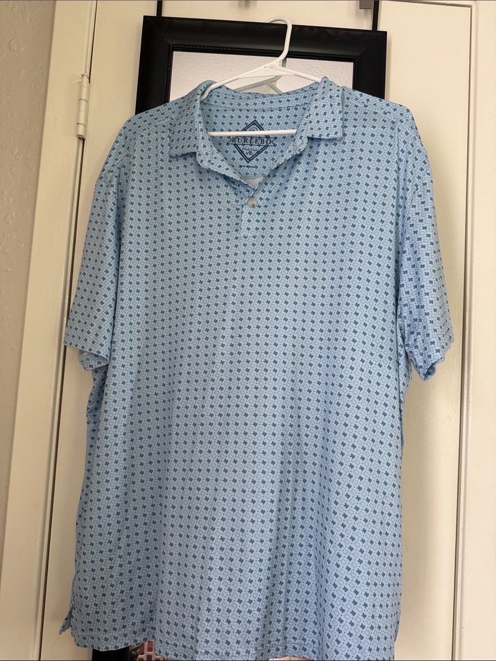 BURLEBO Light Blue Micro-Print Polo